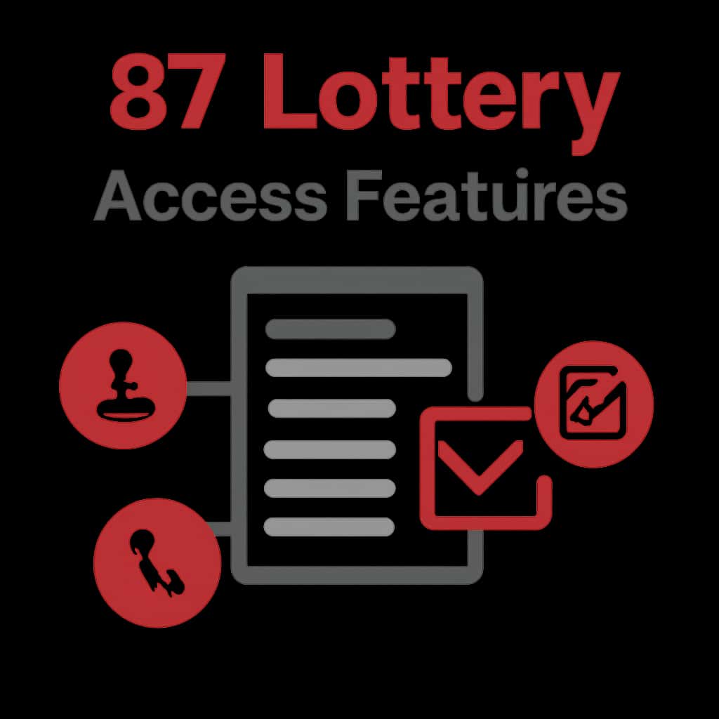 Illustration detailing functionalities of 87 Lottery access features.