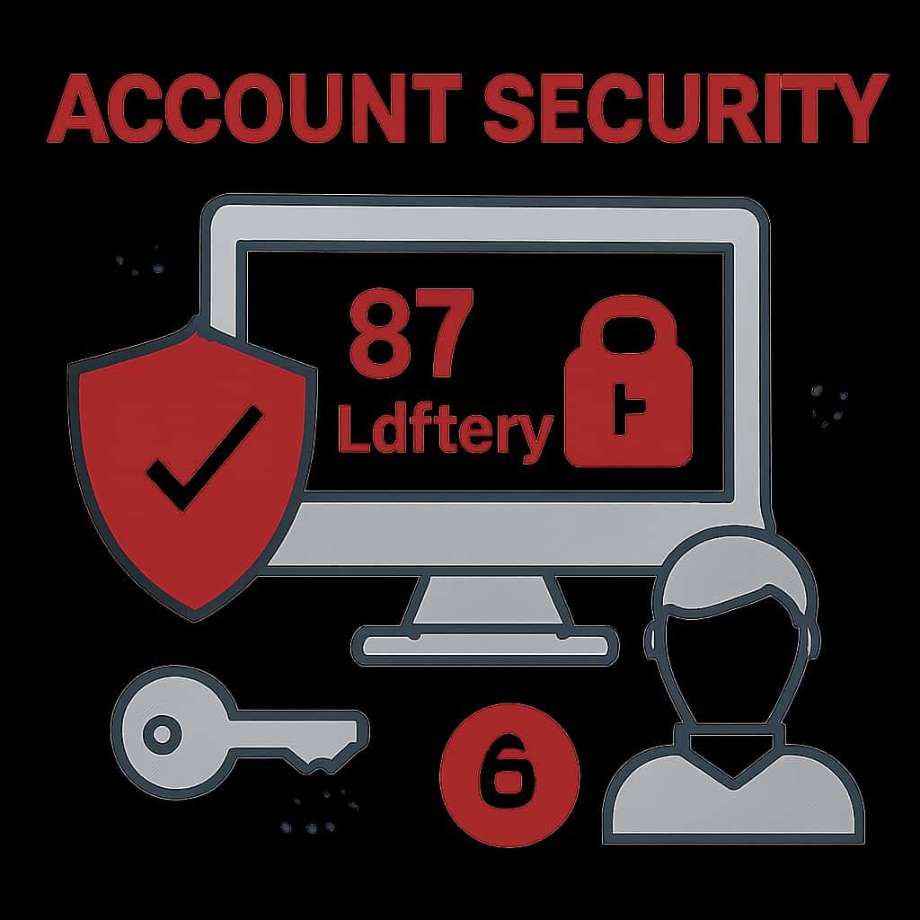Diagram explaining Account Security for the 87 Lottery.