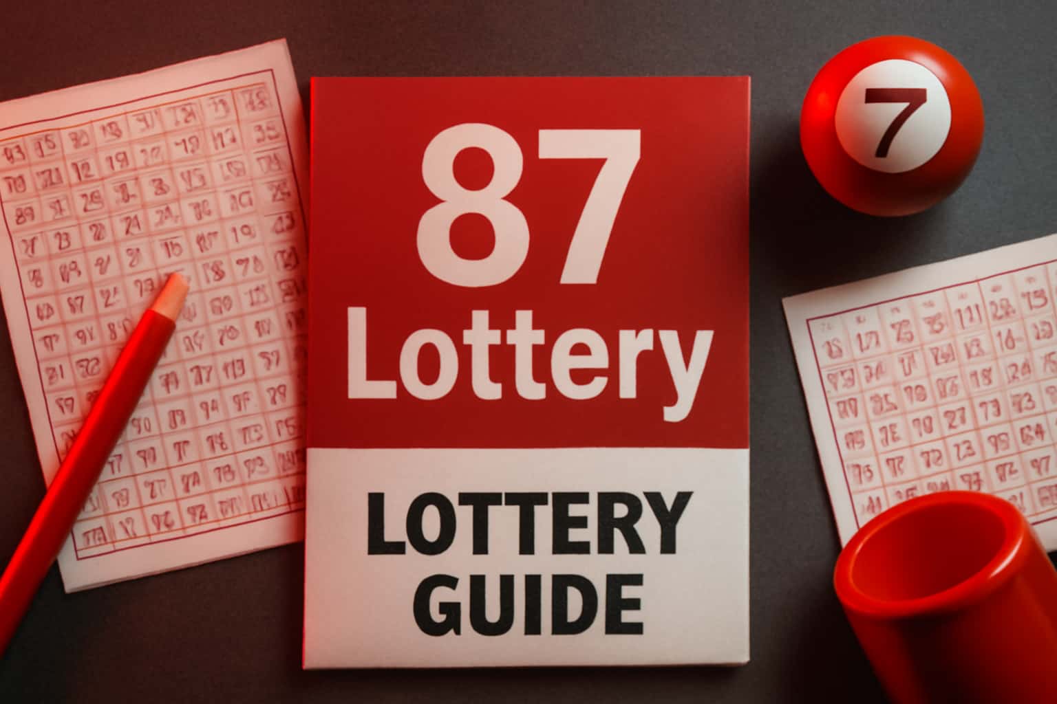 An informative representation of 87 Lottery Guides with a high-tech aesthetic.