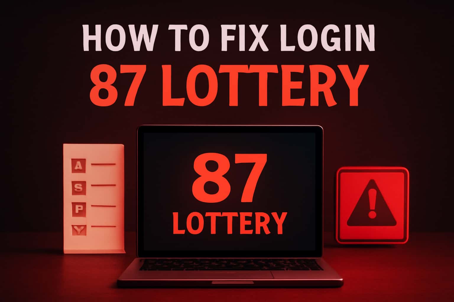 An informational image depicting solutions for accessing 87 Lottery accounts.
