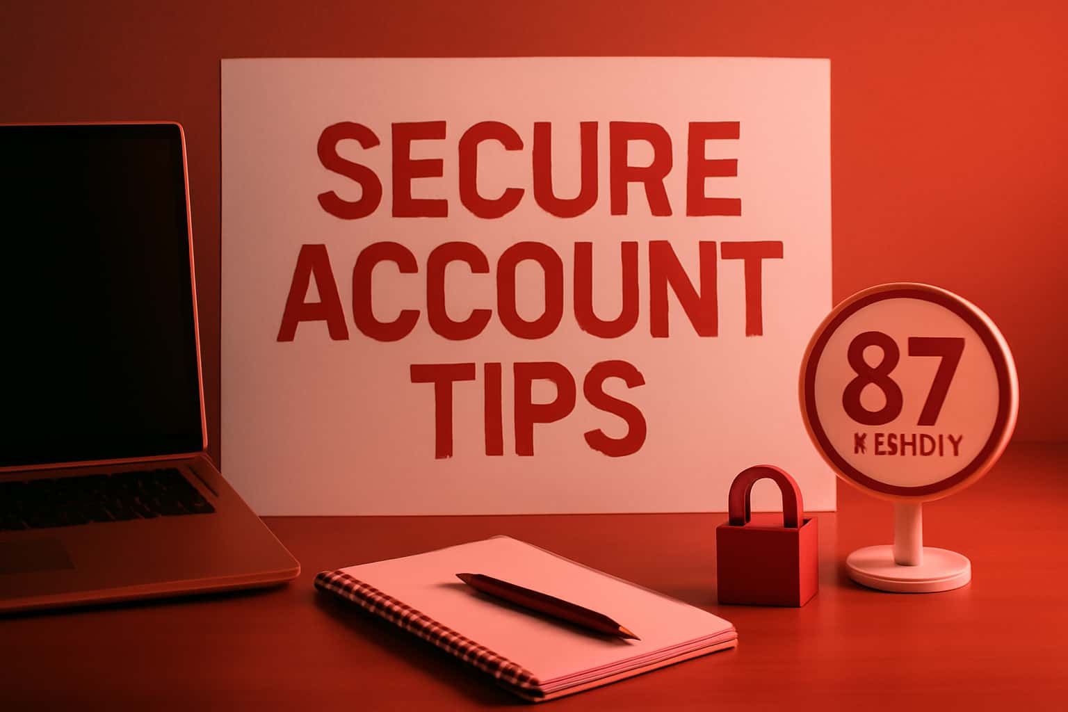 Informational scene illustrating tips for securing a 87 Lottery account.