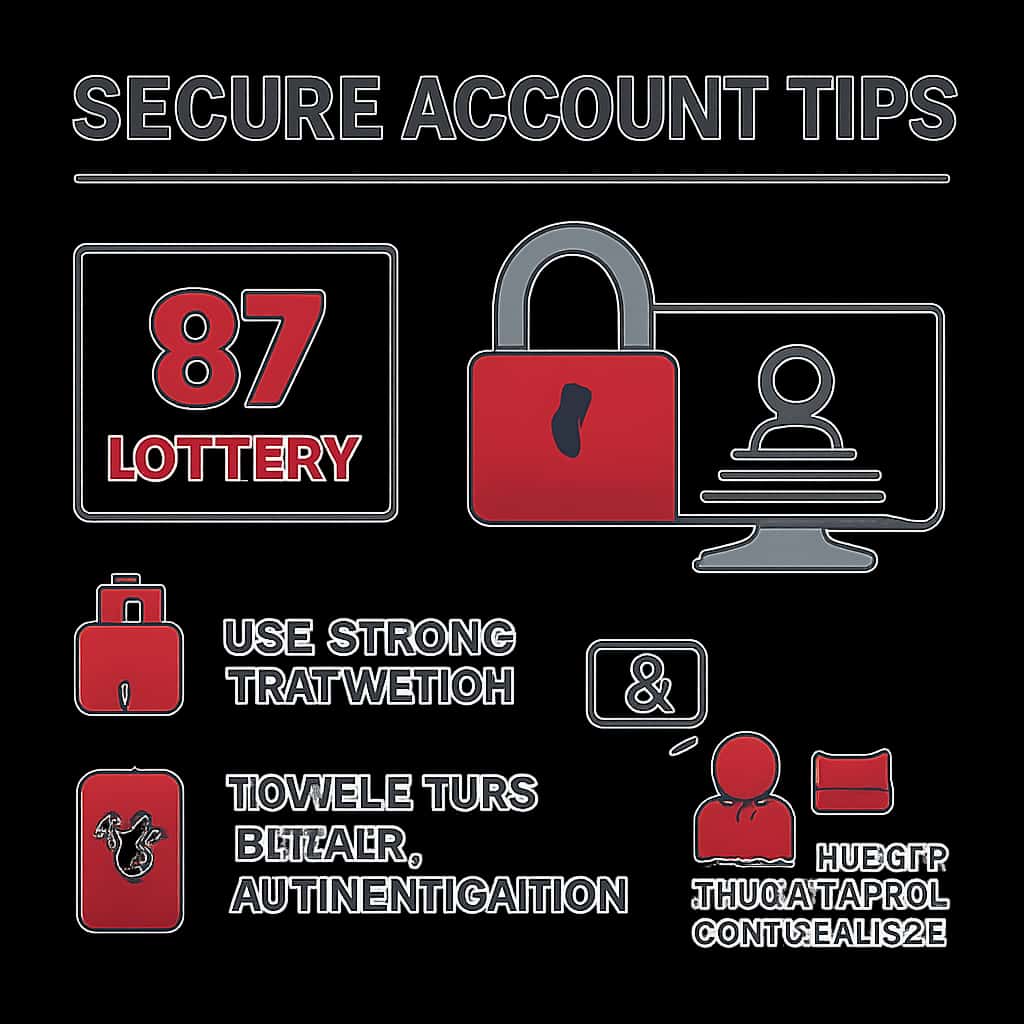 Illustration showing steps to secure a 87 Lottery account.